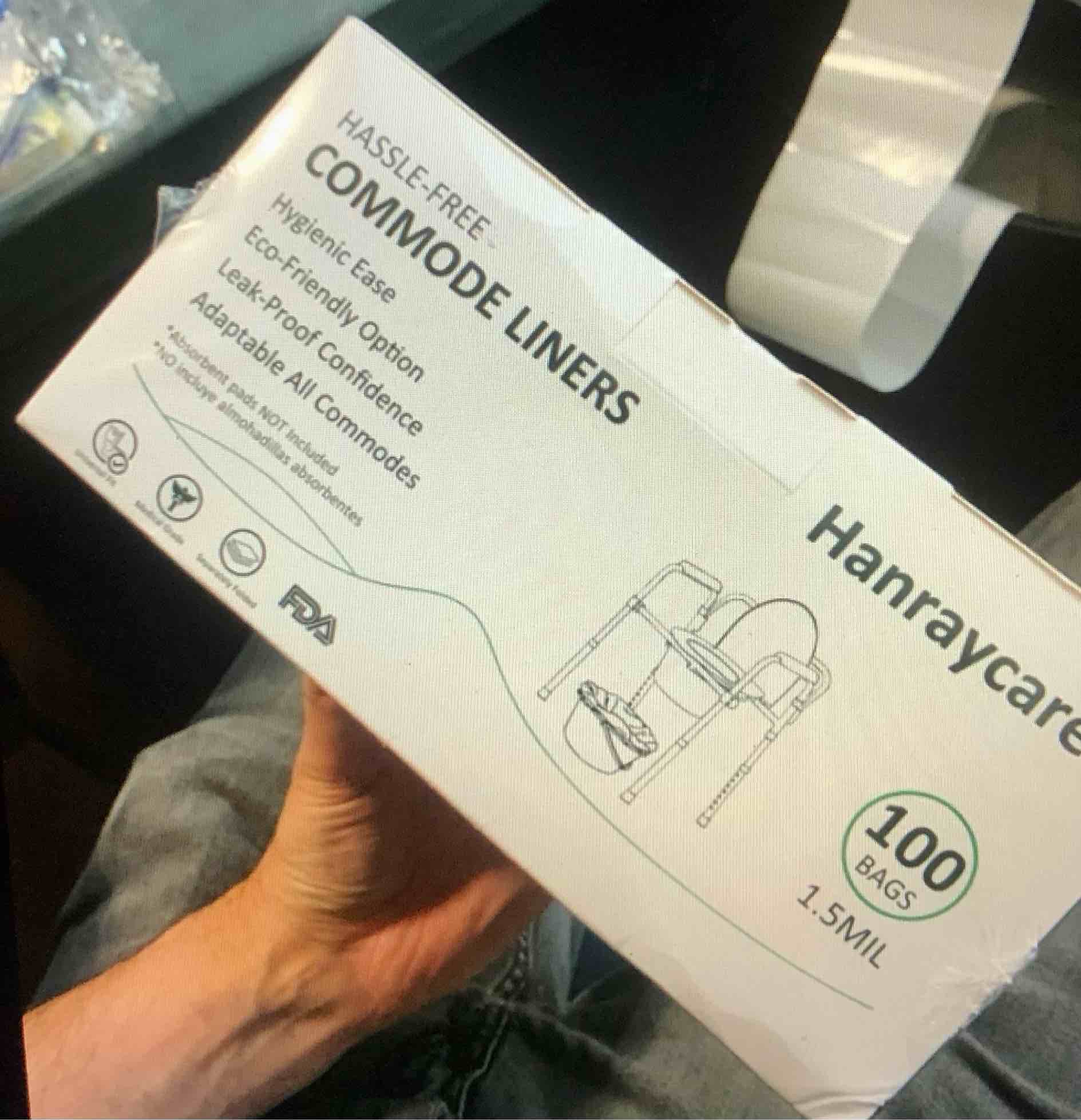 HanrayCare Commode Liners - 100 Packs of Disposable Bags for Commode Chairs & Bedpan, Leak-Proof & Universal Fit Portable Potty Liners – Simplify Cleanup for Seniors & Disabled.