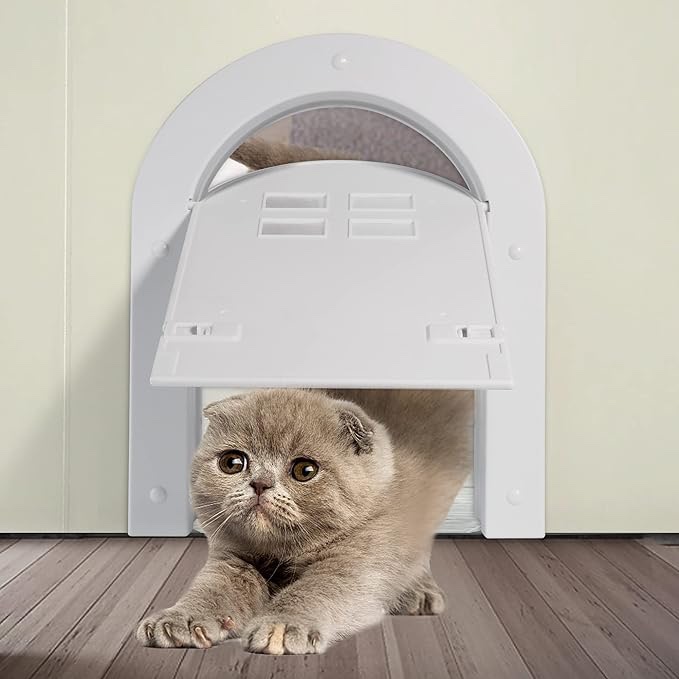 ABELEAK Cat Door Interior Door, 2 Way Locking Indoor Cat Door for Cats Up to 20 lbs