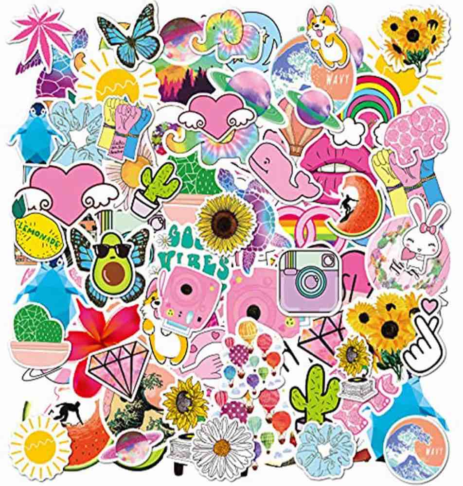 AEXONT Paper Stickers for Water Bottles,Cute Colorful Stickers, Aesthetic Cute Vinyl Waterproof Decals for Laptop, Phone, Luggage, Skateboard, Cool Car Stickers for Teens Christmas Stickers 100PCS