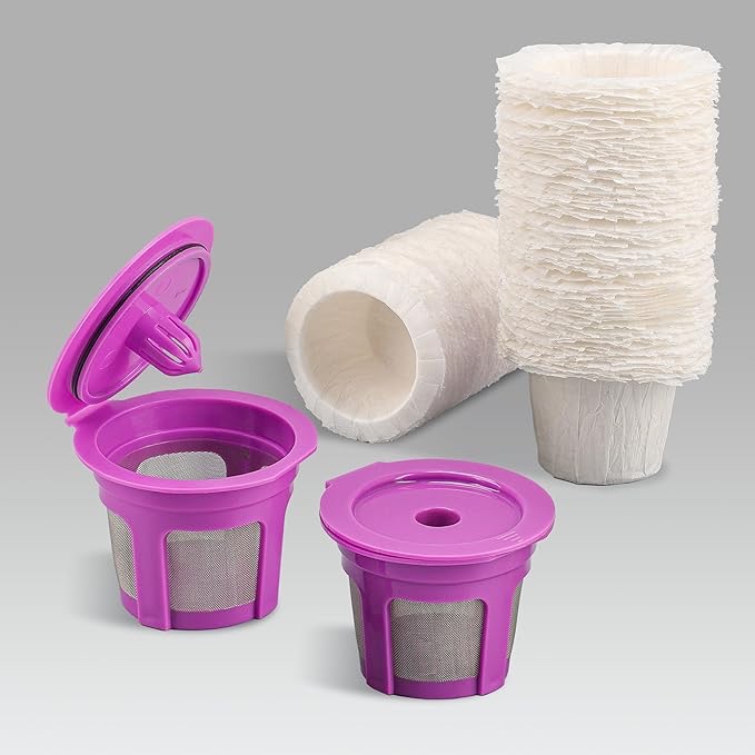 Pack Reusable K Cups with 200 Count Disposable Coffee Coffee Paper Filter Compatible with Keurig Single Serve 1.0 and 2.0, Fits All Brands K Cup Filte