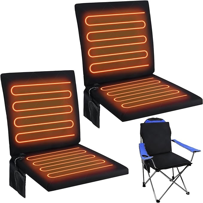 Thyle Portable Heated Seat Cushion Foldable Heating Cushion 3 Mode Adjustable Heated Chair Pad Stadium Chair Heated Stadium Seat for Indoor, Outdoor, Sports, Power Bank Not Included