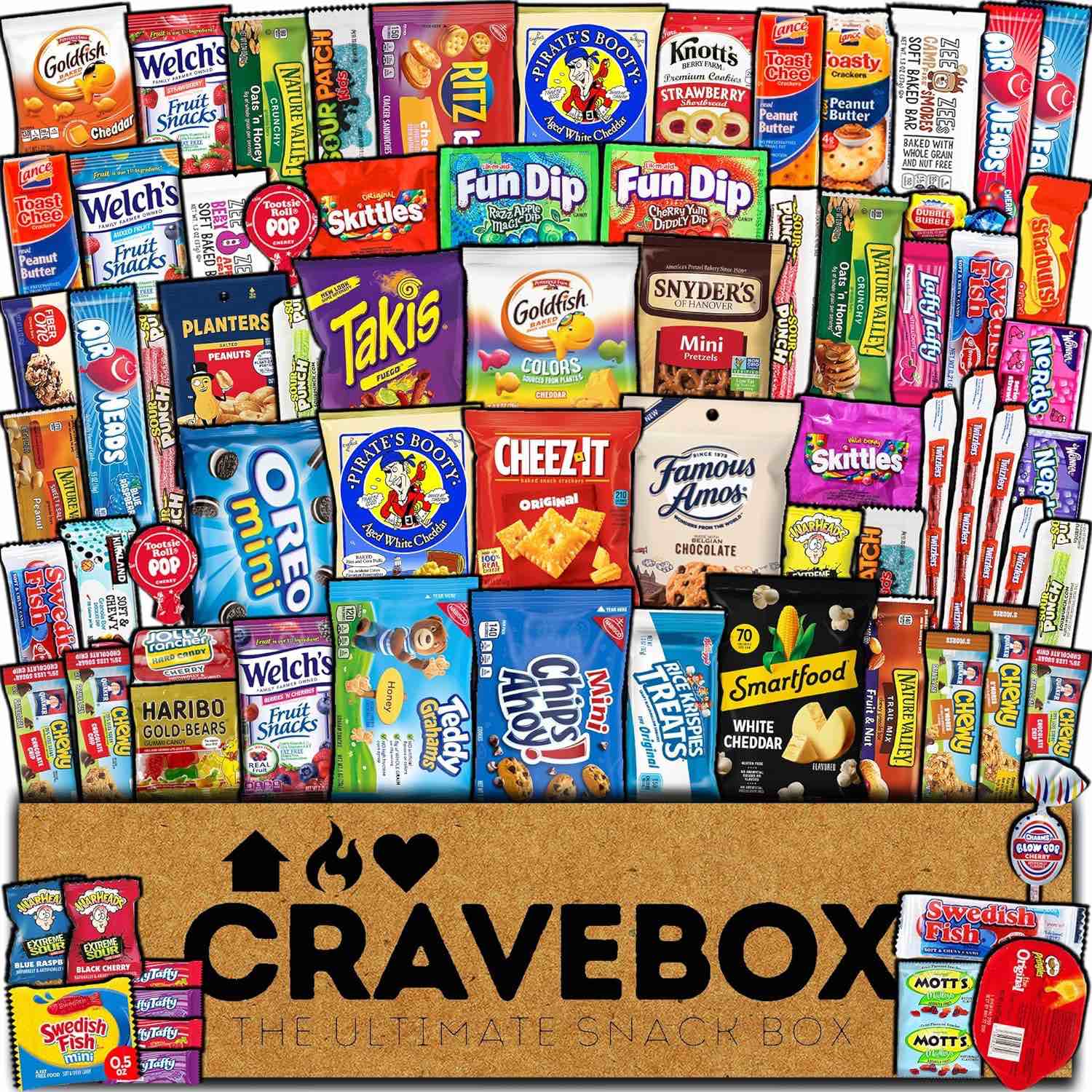 CRAVEBOX Snack Box 60 count Variety Final Exams, Care Package Gift - Spring Final Exams