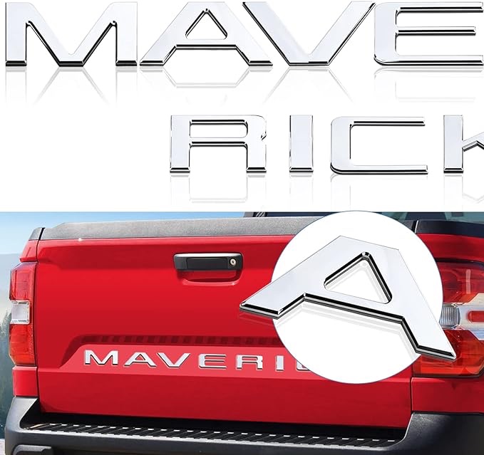 Tailgate Inserts Letters Compatible for 2022 2023 Ford Maverick Accessories, 3D Raised &Strong Adhesive Decals Letters Emblems-Chrome Silver