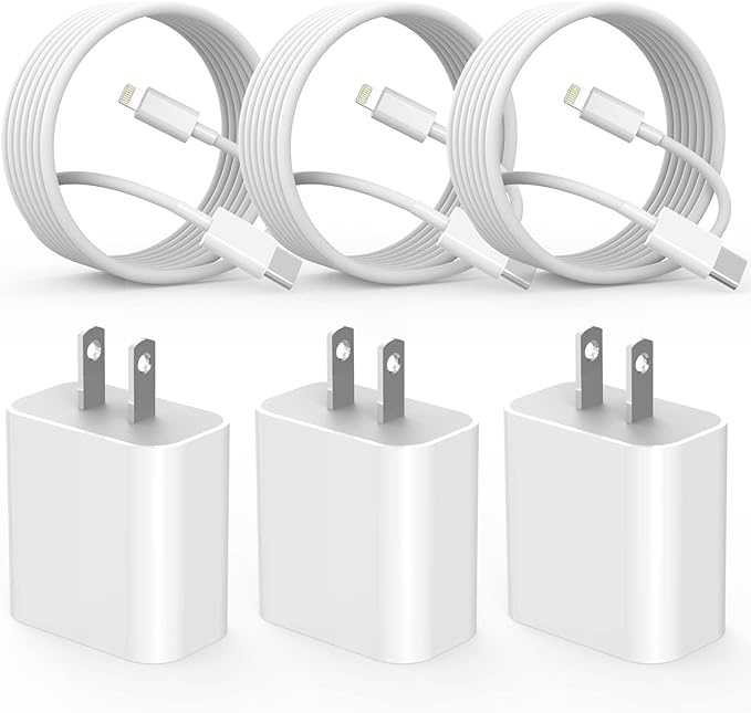 Fast Charger iPhone,iPhone Charger Cable,3Pack iPhone Charger Fast Charging 6Foot iPhone Charging USB C Charger Adapter 