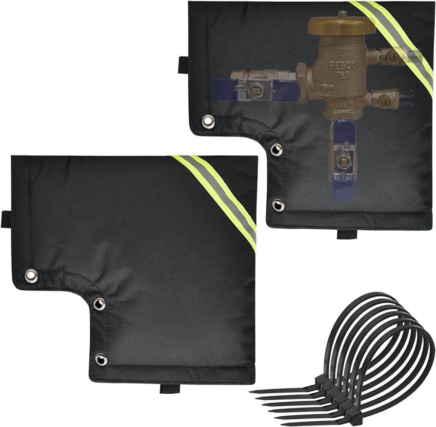 Soaoo 4 Pcs Outdoor Backflow Preventer Cover Insulated Pouch Insulation Cover Pressure Vacuum Breaker Cover Winter Water Well Pump Covers Waterproof Sprinkler Valve Cover (Black,13 x 12 Inch)