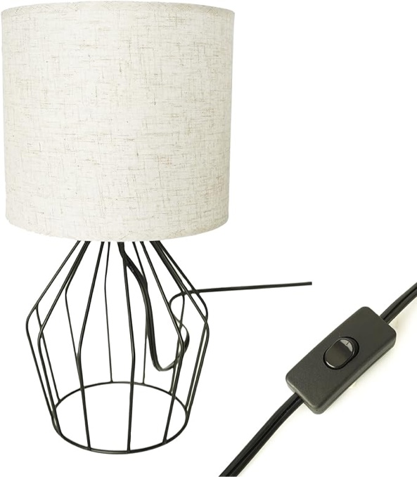 JestsoPro Rustic Lamps Industrial Farmhouse Standing Lamp with Lined Shade and Iron Base, Ideal Desk Lamps - Minimalist Matte Black Finish Lamp