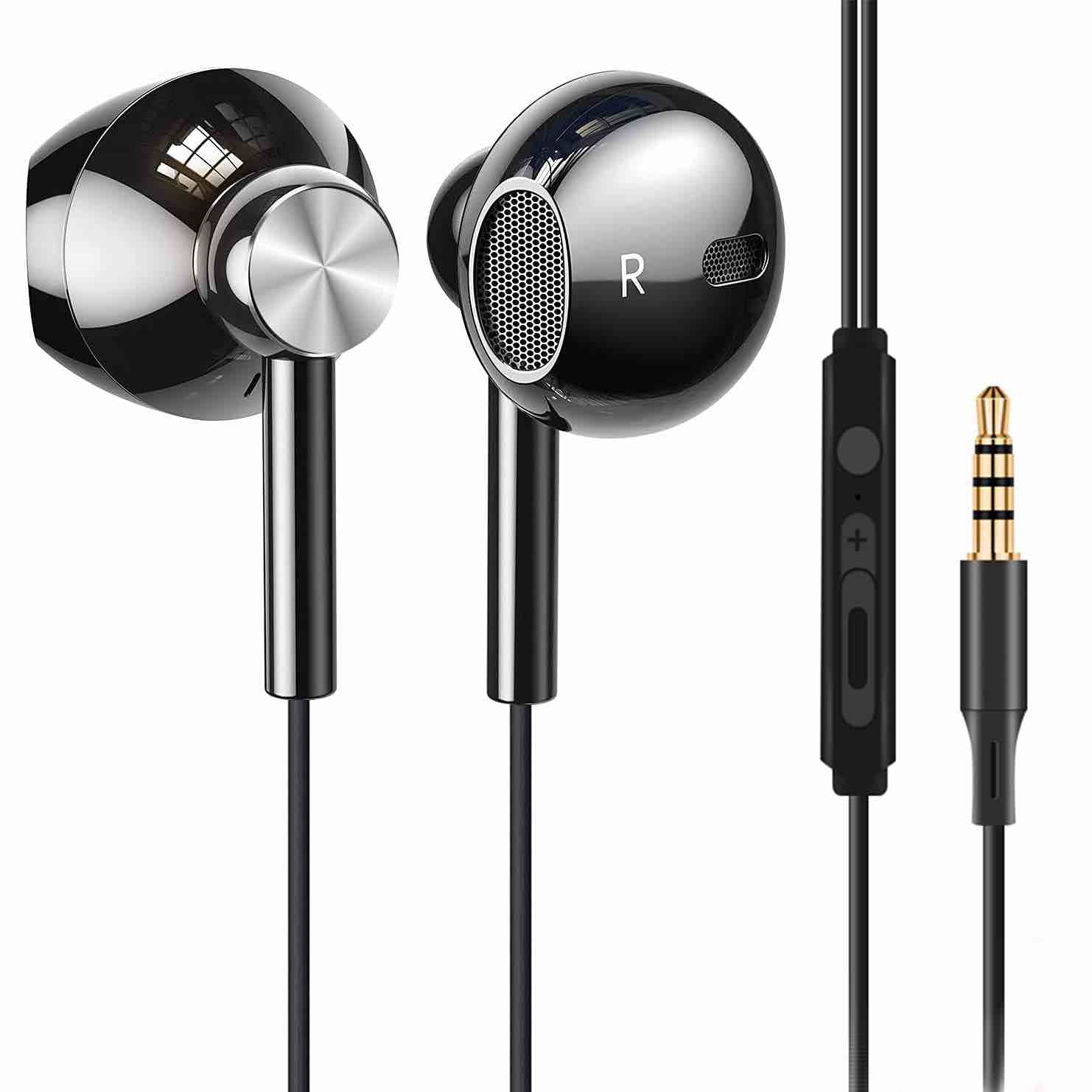 baishuo X1 Earbuds Headphones with Microphone,Earbuds Wired Stereo Earphones in-Ear Headphones Bass Earbuds, Noise Isolating Volume Control for Music Gaming HD Call,Fits All 3.5mm Interface