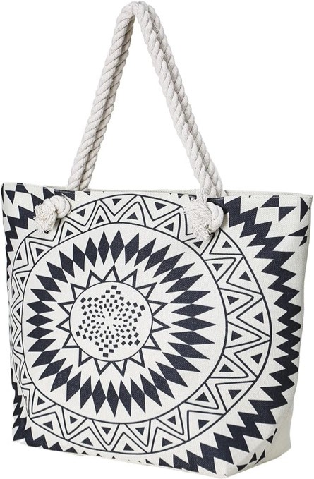 Zayifox Beach Bag for Women - Large Capacity Waterproof Sandproof with Pocket Zipper Tote for Travel Beach Swim Pool Shopping