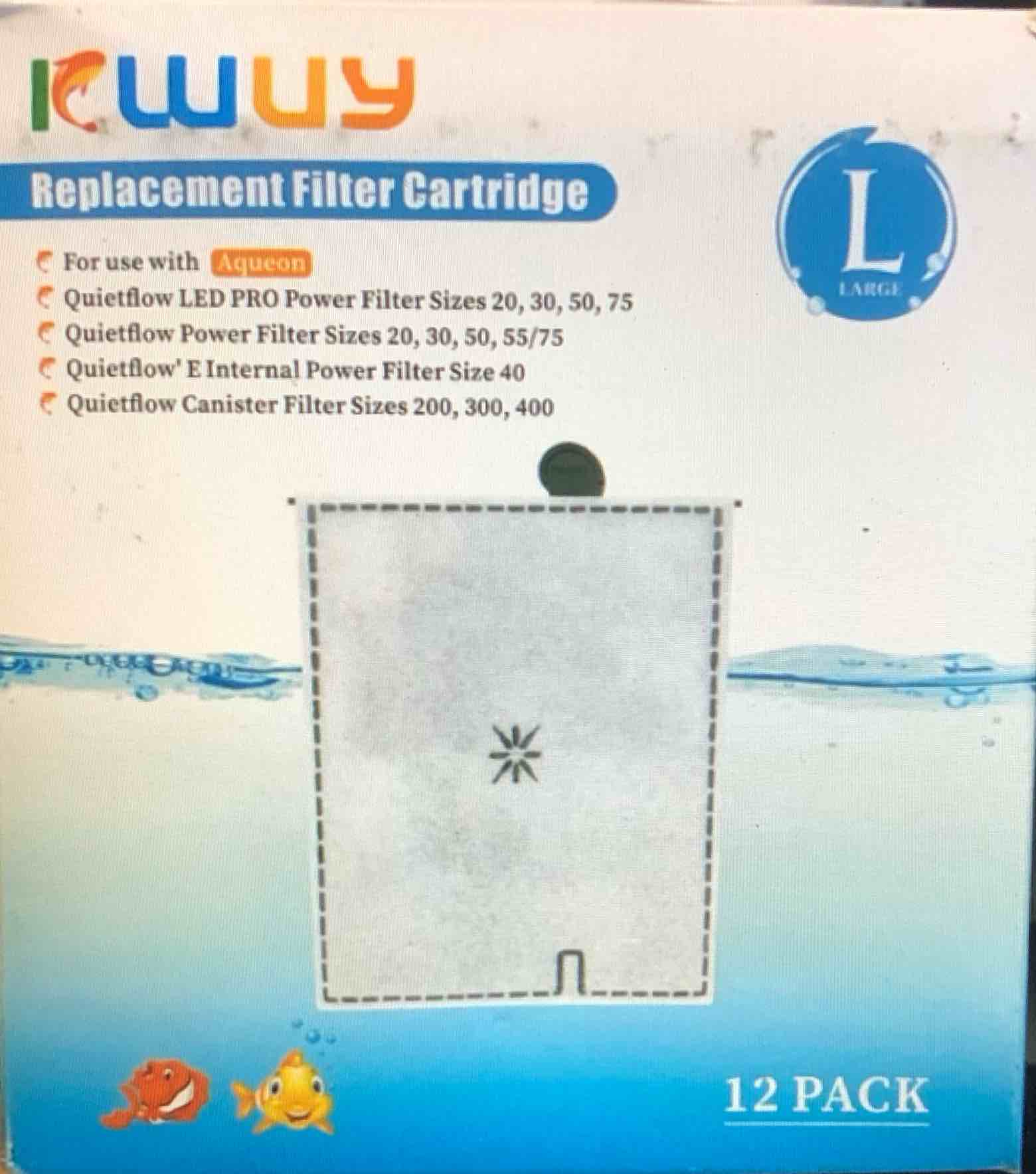 KWUY Filters Cartridges for aqueon Filter cartridges Small/Medium/Large, Replacement Filter Cartridges for aqueon Small/Medium/Large Filters(4/6/12/16 Packs) (L-12 packs)