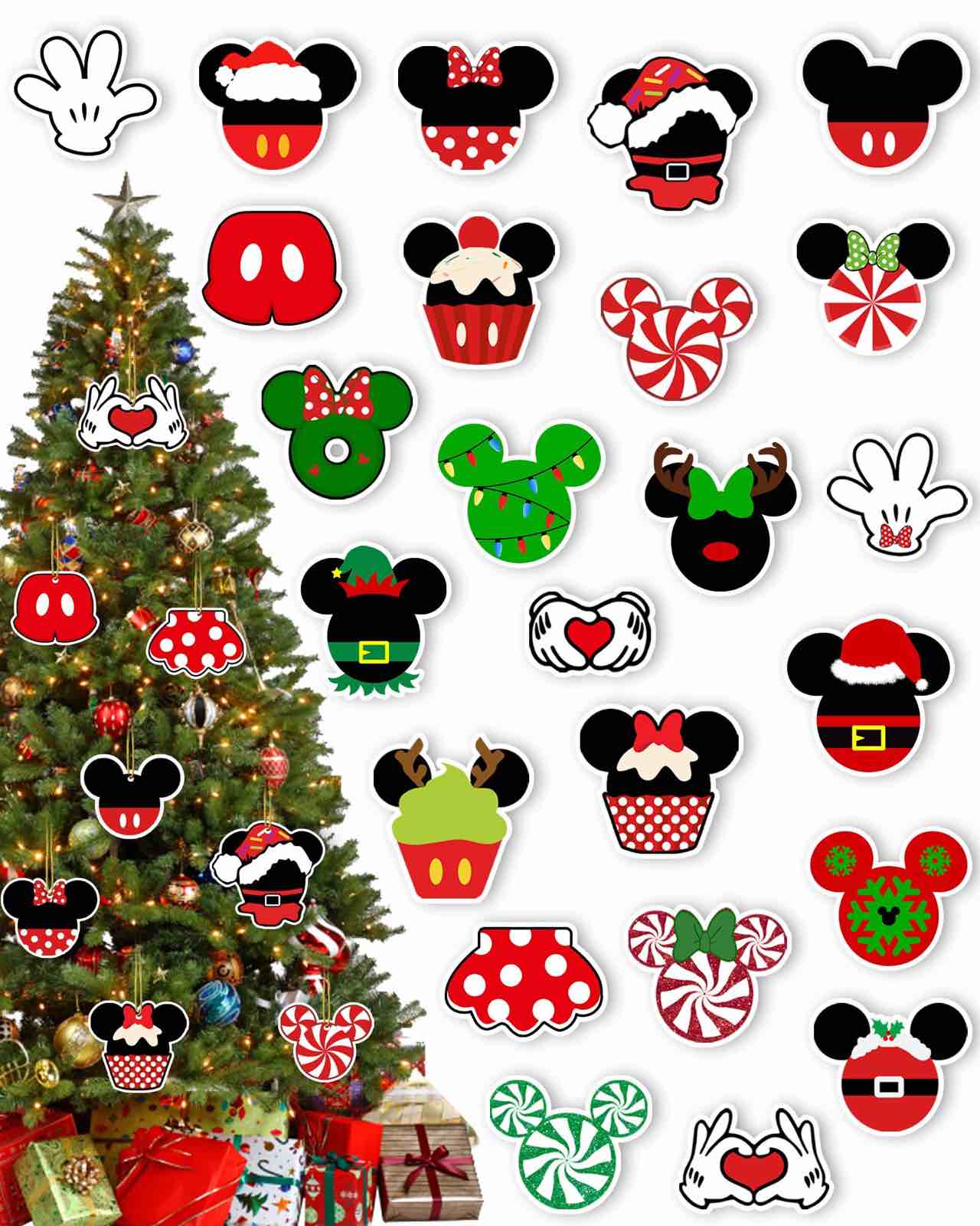 24 Pieces Christmas Tree Ornaments Decorations - Christmas Trees Holiday Hanging Pendants with Rope, 2023 Merchandise Gift Ideas Indoor House Decor for Christmas Party