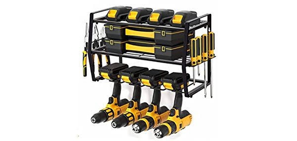 BESTFOREST 3-Layer Power Tool Organizer, Heavy Duty Metal Shelf, Wall Mounted Storage Rack for Garage, Workshop, Warehouse