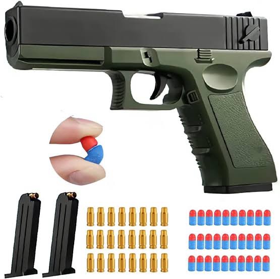 Safety Soft Bullet Gun, Shell Ejecting Toy Gun,Toy Guns Look Real,Toy Gun Foam Blaster,Rubber Bullet Gun Gift for Kids 6 Age