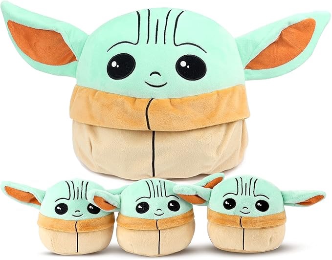 Yusaket 10inch Plush Stuffed Animal, Child Plushie Pillow with 3PCS Little Baby Doll Toy-Room Decoration Birthday Gifts for Kid