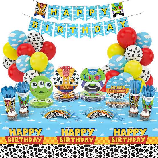 Cartoon Story Birthday Party Supplies Cartoon Story Party Decorations Favors Story Balloons Plates and Napkins Tablecloth Birthday Banner for Boys Girls 1st 2nd 3rd 4th Baby Shower Decor