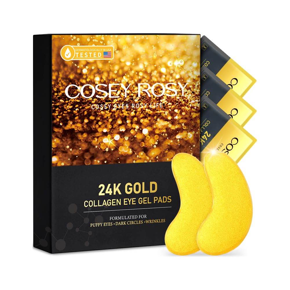 Cosey Rosy 24-Pairs 24K Gold Under Eye Patches/Masks for Puffy Eyes, Dark Circles and Puffiness, Collagen Skin Care Products (24Pair)