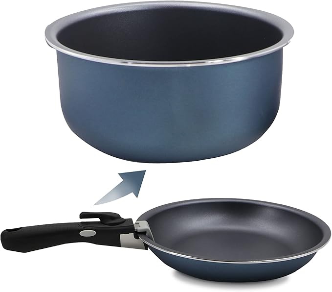 Guarad Camping Cookware, Nonstick Pan Camping Pans Induction Cookware with Removable Handle, Frying Pan Camping Pot and Pan Set Electric Stove Oven Safe