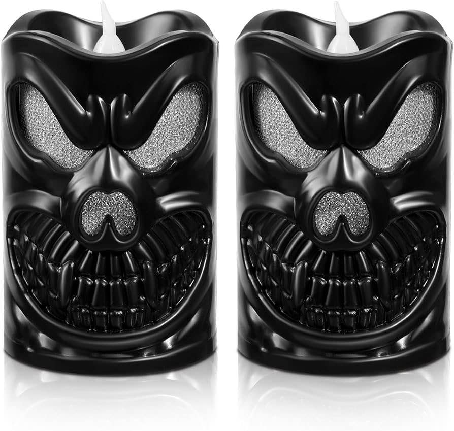 2 Pcs Halloween Pumpkin Shape Led Light with Button Battery Halloween LED Night Candles