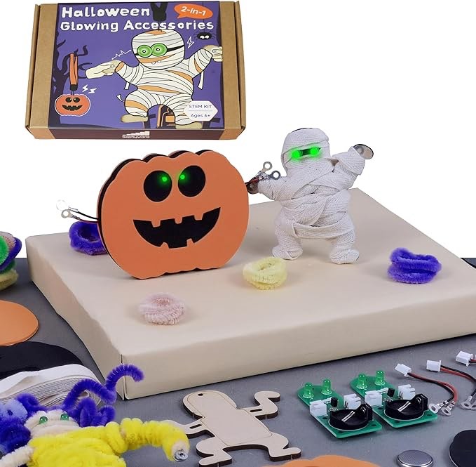 Sephywans Halloween Crafts Coolest Toy, Innovative DIY STEM Kits for Kids Age 6-12, Halloween Toys for Boys 5-7, Glowing Accessories Utilizing Human Body Conductivity for Creation STEM Activities