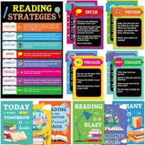 ZOIIWA Colorful Reading Strategies Posters Set for Classroom Decorations | Elementary Educational Read Poster for School Library Decor