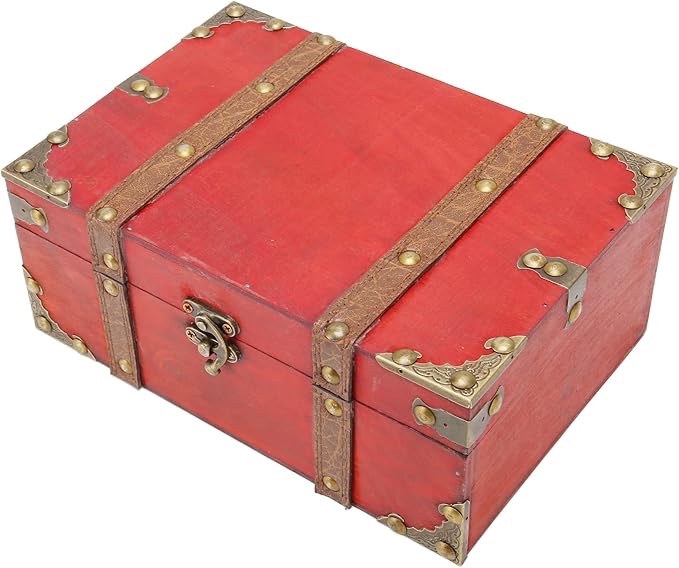 Zerodis Treasure Chest Multipurpose Vintage Rectangular Large Capacity Treasure Chest Beautiful for Postcards for Watches (Small)