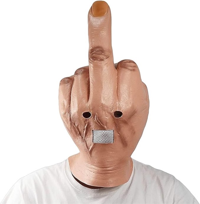 NECHARI Halloween Creepy Fingers Mask Novelty Middle Finger Party Full Head Cosplay Costume Latex Headgear