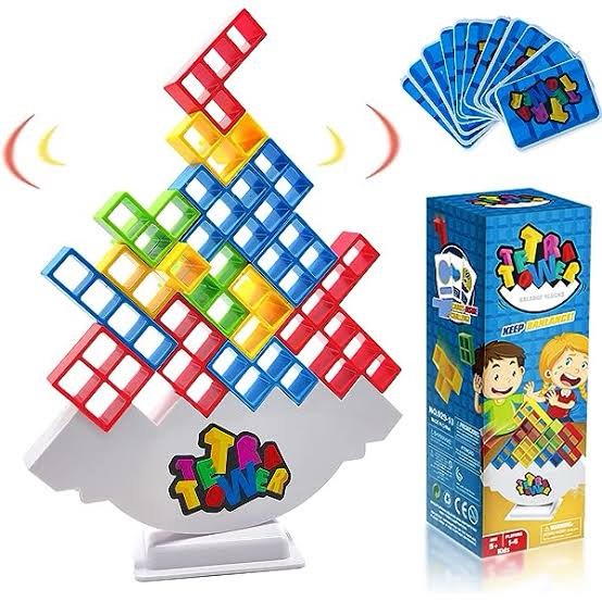 T'PUPU Tetra Balance Tower Stacking Toys,Board Games for Kids & Adults,Balance Game Building Blocks,Perfect for Family Games, Parties, Travel