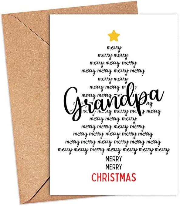 Grandpa Merry Christmas Card - Christmas Card Gift For Grandpa - Xmas Holiday Grandpa Card - Father's Day Gifts - Card Inspired By The Christmas Tree - Christmas Gifts
