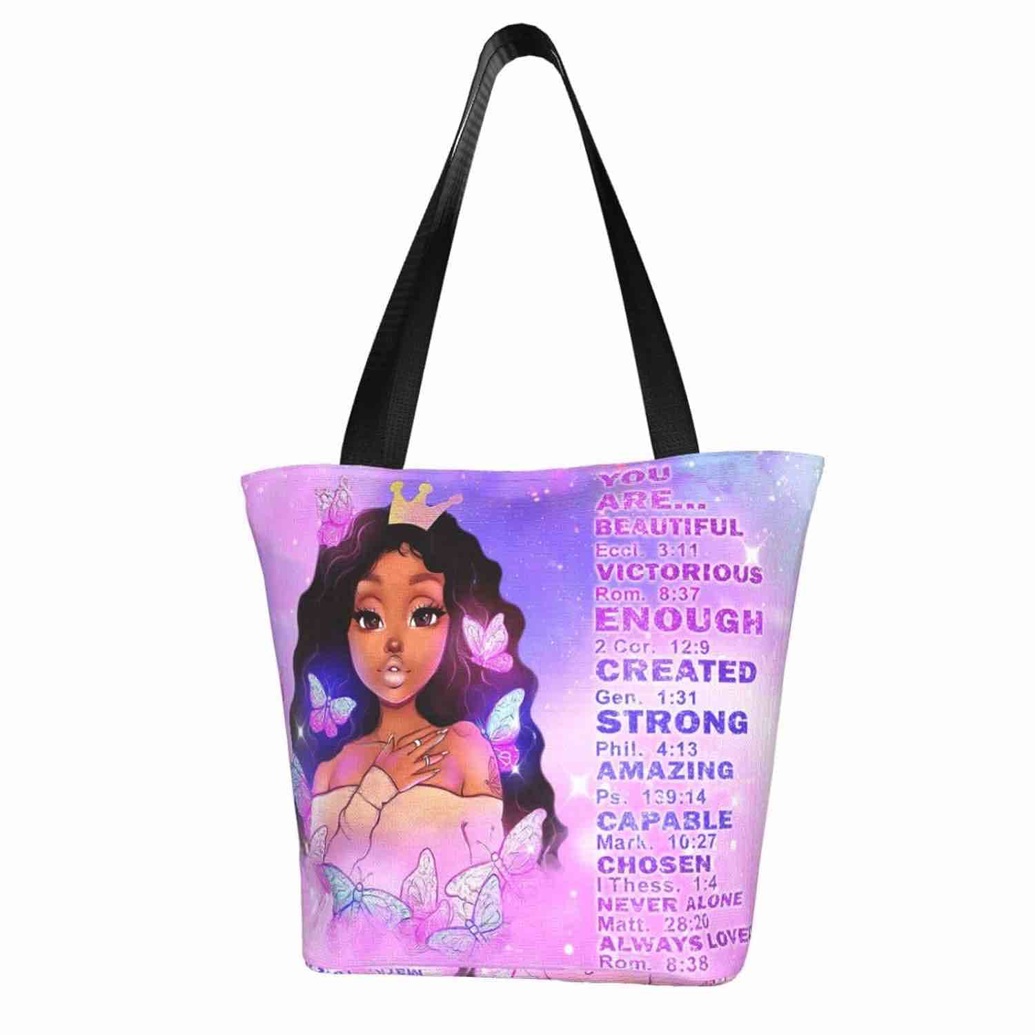 Fashion Women Tote Bag African American Shoulder Handbags For Work School Shopping Travel Business Beach Gift Bag With Zipper