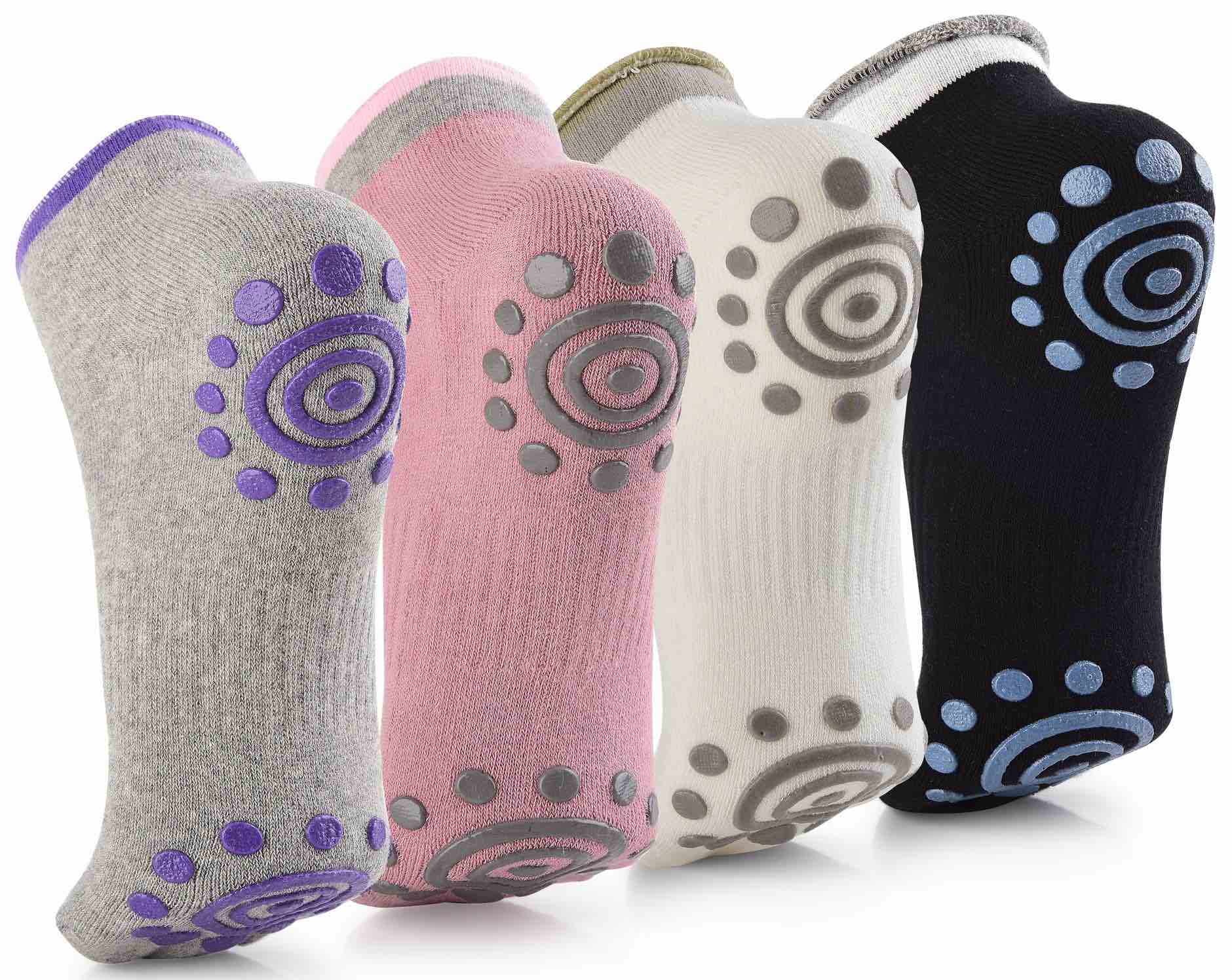 Socks with Grips for Women 4pair blackwhitegreypink