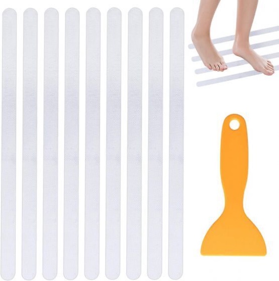 48 PCS Non Slip Bathtub Stickers, Safety Anti Slip Shower Stickers for Adults with Premium Scraper for Bath Tub Shower Stairs (Clear)