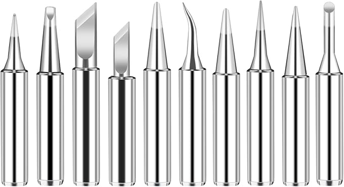 Soldering Iron Tips, 10 Pcs 900M Soldering Tips Compatible with Weller Hakko Soldering Iron Tips, Compatible with Quick, TENMA, Radio Shack, Yihua Solder Station Tips (B, I, K, D, C)