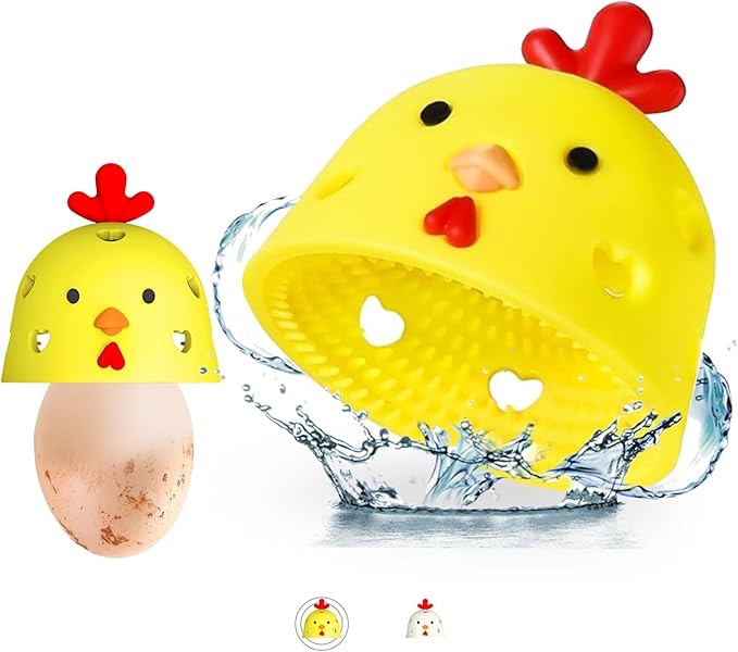 Fresh Egg Cleaning Brush Silicone, Egg Cleaner for Fresh Eggs, Egg Washer for Fresh Eggs Easy to Clean Multifunction Reusable (Yellow-C, 1 Pack)