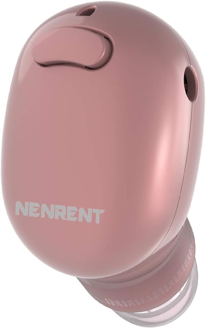 NENRENT S570 Single Bluetooth Earbud, Smallest Mini Invisible Wireless Bluetooth Earpiece Headset Headphone Earphone with Mic Hands-Free Calls for iPhone Android Smartphones 1pcs(Rose Gold