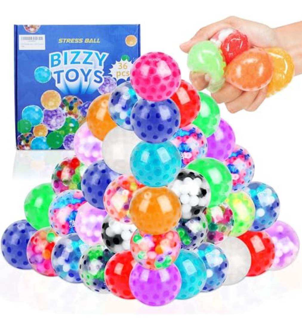 Bizzy Toys 36 Pieces Stress Balls — Anxiety and Stress Relief Toy Gift ...
