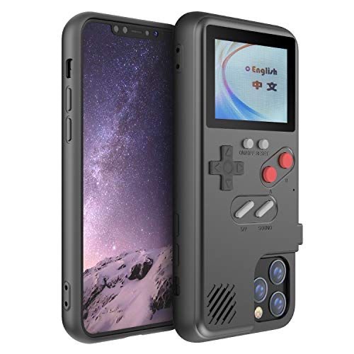 Autbye Gameboy Phone Cases, Retro 3D Gameboy Case for iPhone with 36 Small Games, Color Display Shockproof Video Game Phone Case, Phone Protective Case (for iPhone 12/12 Pro, Black)
