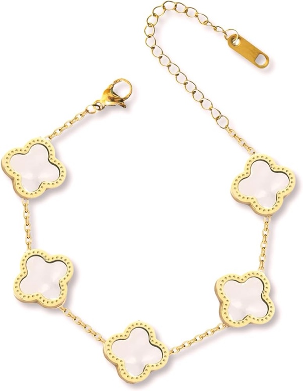 TICVRSS 18K Gold Plated Clover Lucky Bracelet for Women