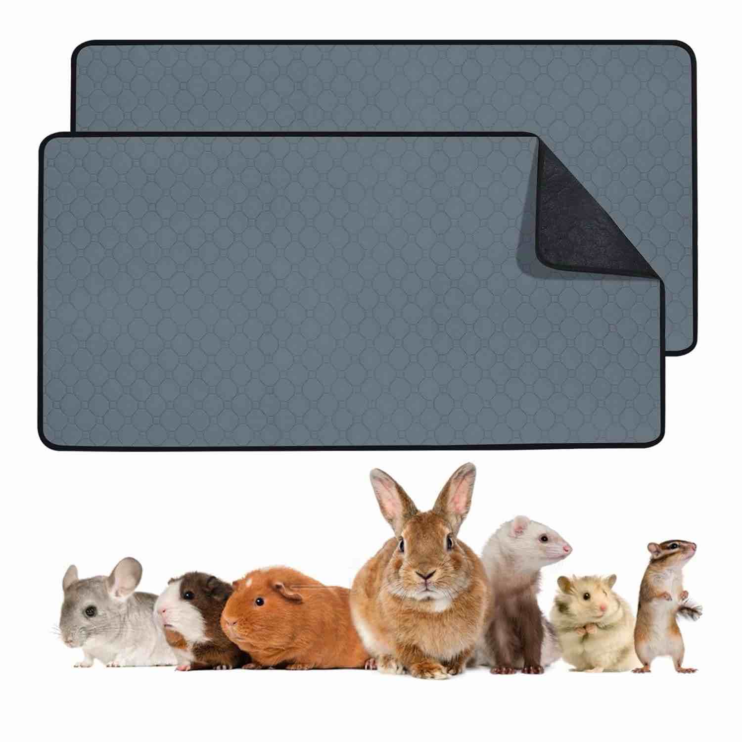 Guinea Pig Bedding Cage Liners, 2 Pack 47" X 24" Washable Guinea Pig Bed Pee Pads, Waterproof and Anti Slip Guinea Pig Bedding for Small Animals Rabbit Hamster Rat