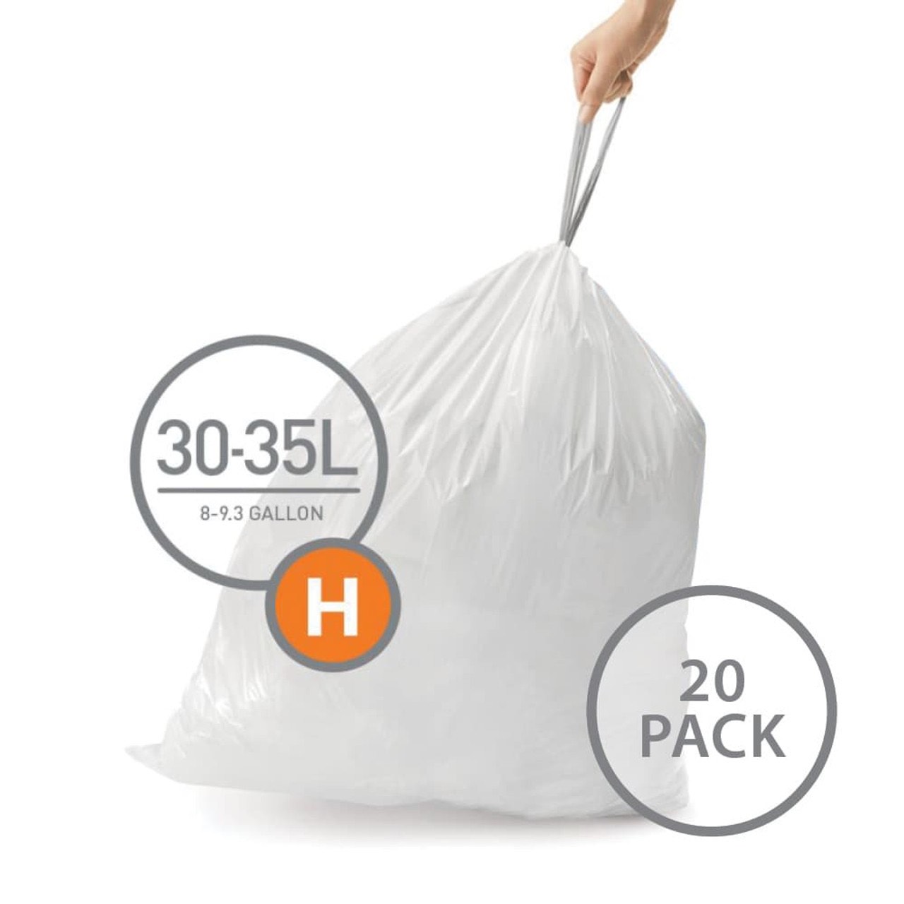 simplehuman Bin Liner 30-35L Code H - 20 Pack