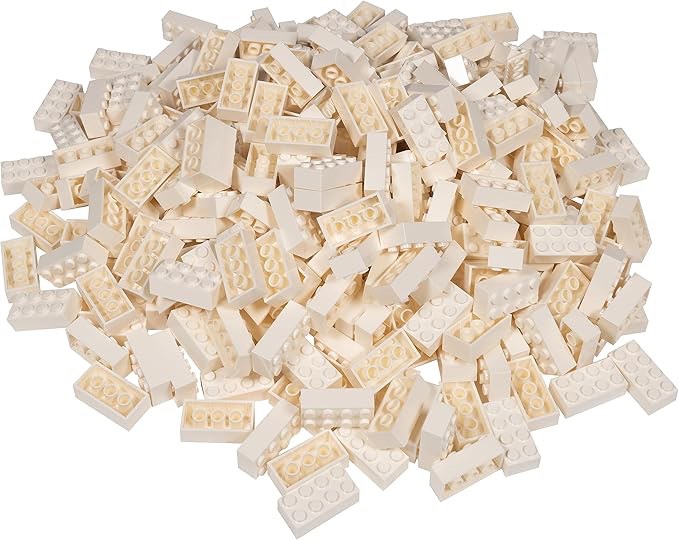 Minizfigs 2x4 Classic Building Bricks - 300 Pieces - Creative Building Toy Set for Kids, Boys or Girls 100% Compatible with All Major Brands Ages 3 and Up (White, 100)