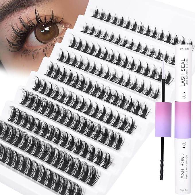 Spiky Lash Clusters Anime Eyelash Extension Kit Manga Individual Lashes Clusters Kit Wispy Manhua Lashes Cluster 150Pcs Manga Lash Extension Kit with Lash Bond and Seal ALICROWN