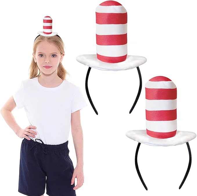 Degpum 2 Pcs Red and White Striped Hat Headband