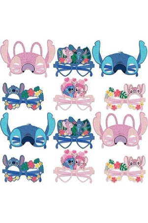 GAJUST 12pcs Paper Party Glasses Birthday party supplies Bi rthday supplies (Pink Stit)