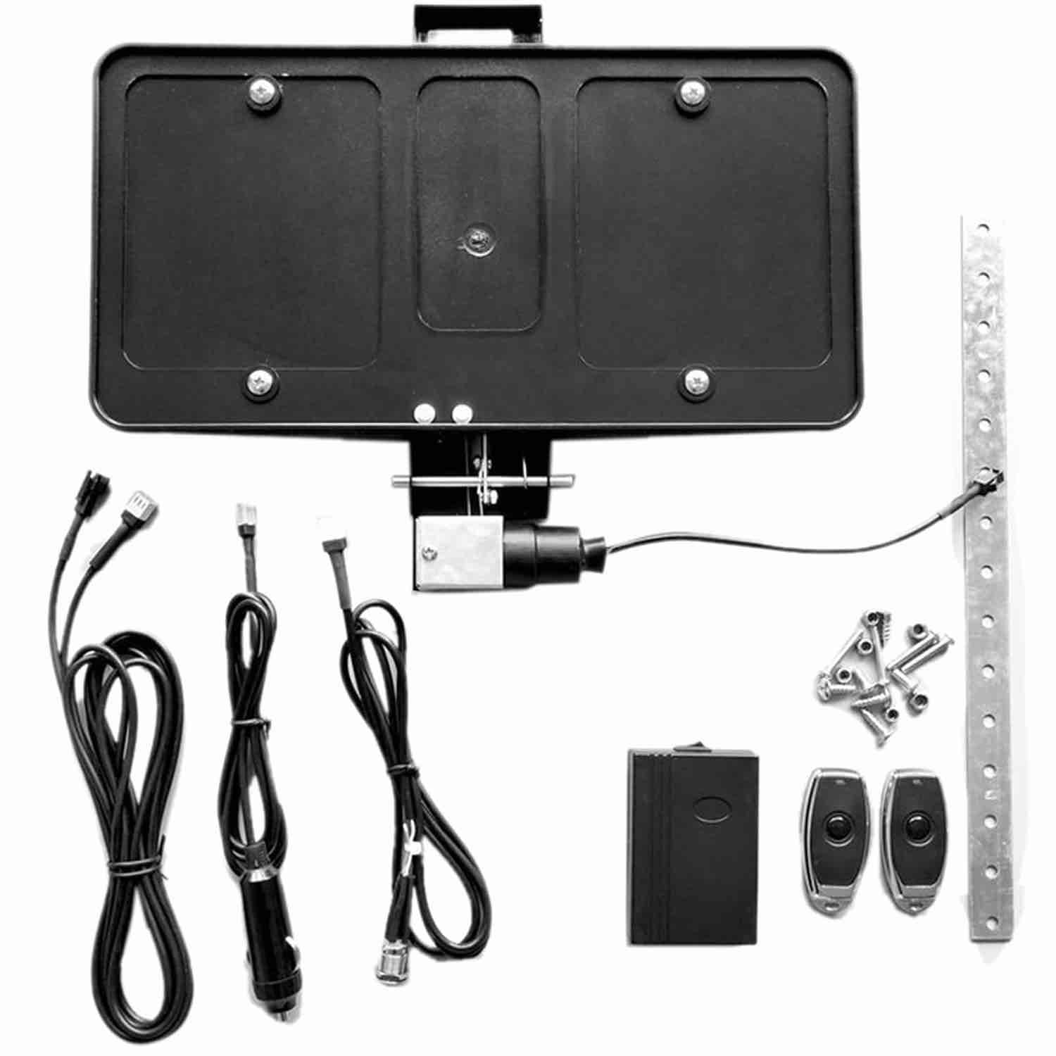 AYKONG USA Flip Retractable License Plate Frame Remote Control Stainless Steel Bracket Rustproof, Rattle Proof Weatherproof (Color : Black)