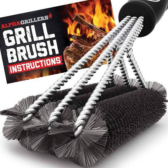 Alpha Grillers Brush - Grill Cleaner Brush Grill Accessories for Outdoor Grill - Safe BBQ Brush for Grill Cleaning - Heavy Duty 17" Grill Brushes