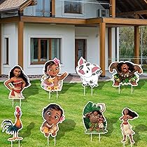 8 PCS Moana Birthday Party Yard Sign with Stakes, Moana Yard Decorations Moana Party Supplies for Kids Fans Birthday Party Decorations