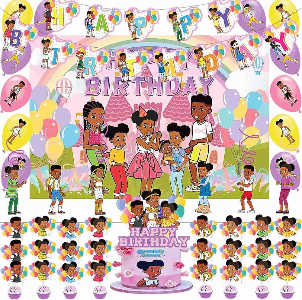 Gracie Corner Party Decorations - Gracies Corner Decorations include Banner Backdrop Ballons Cupcake Cake Toppers Hanging Swirls, Gracie Corner Birthday Decorations