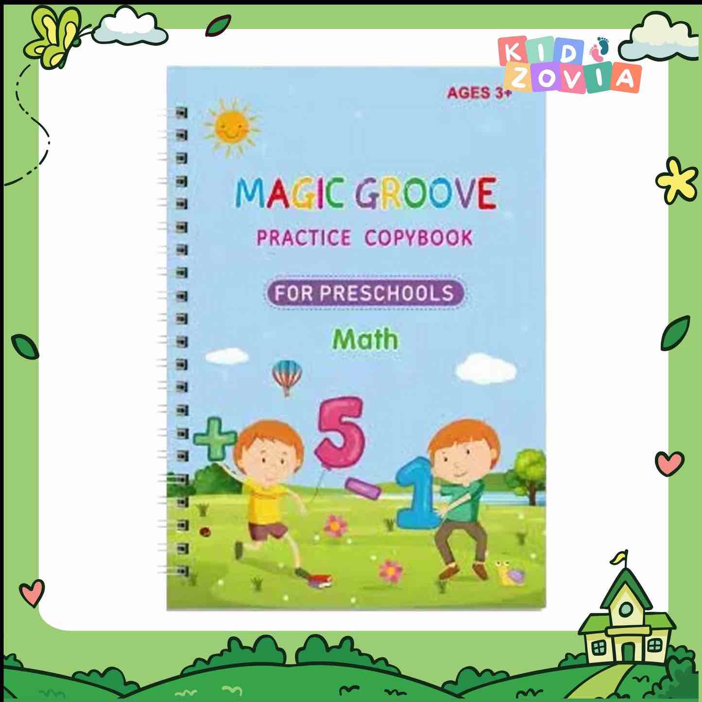 Reusable Groove Books Set for Early Learners (Alphabet - Numbers - Math - Drawing)