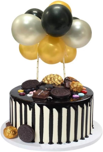 Balloon Cloud Cupcake Toppers Cake Topper, 5 Inch 20pcs Mini Balloons Cake Picks Confetti Balloons Baby Boy Girl Shower Boys Birthday Bridal Party Cake Decoration Supplies (Gold Silver Black)