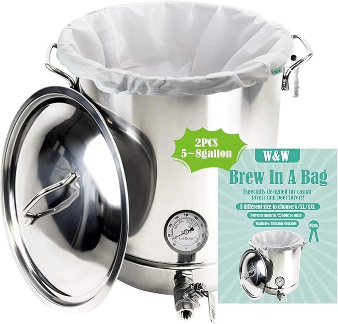 KYCHAIMUS Brew Bags Reusable 2PCS Straining Mesh Bag for Fruit Wine Cider Press Apple Grape Filter Bag Drawstring Brew in a Bag 250 Micron (White, 10~20gallon/2pcs)