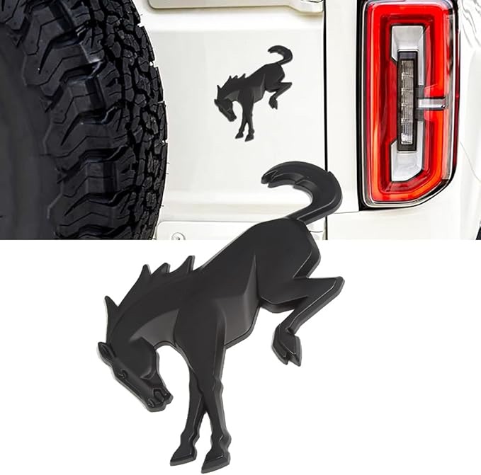3D Horse Emblem Fitment for Bronco All Models Matte Black Rear Tailgate Bucking Logo Accessory
